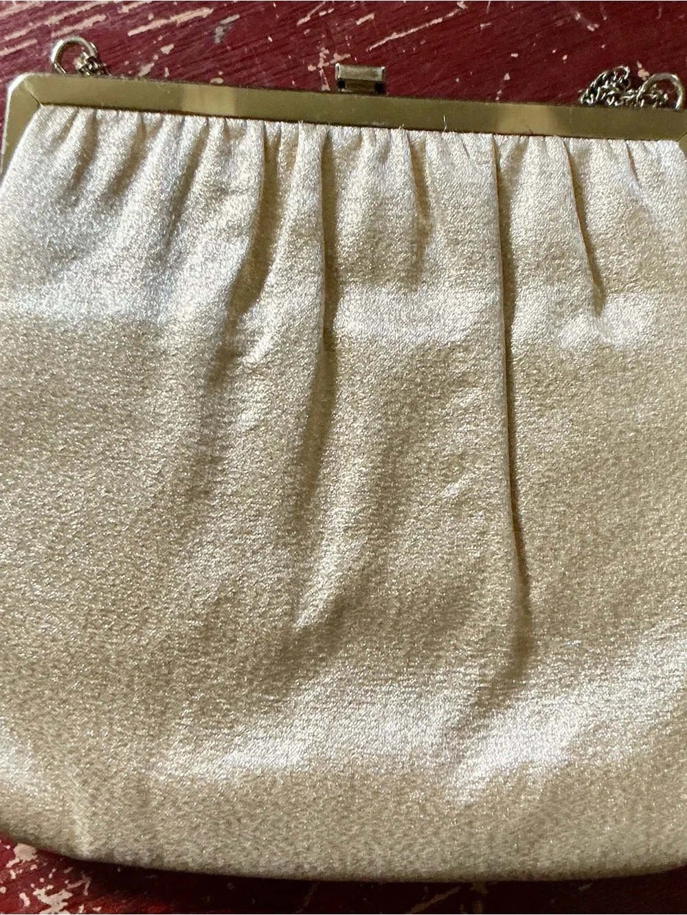 Gold Evening Frame-Top Chain Clutch